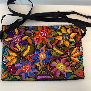 Hand embroidered Mexican Clutch
